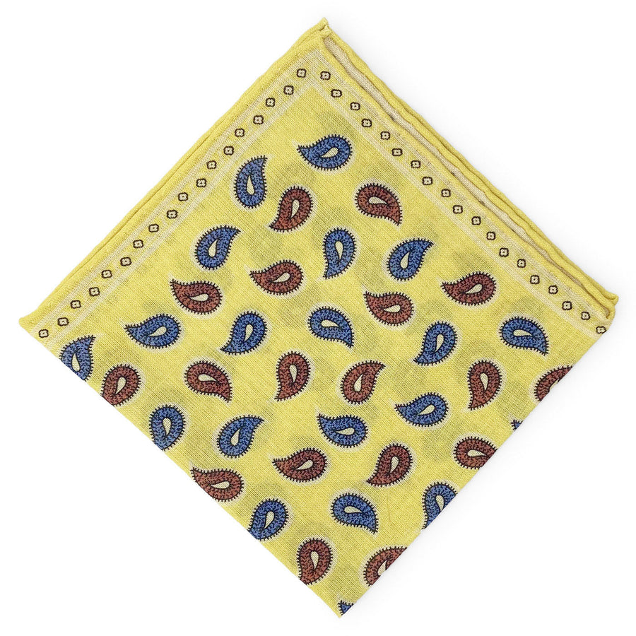 Large Pine: Linen Pocket Square - Yellow