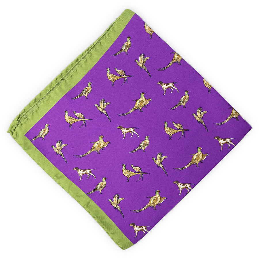 Partridge: Silk Pocket Square - Purple