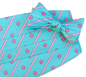 Fleur Stripe: Cummerbund Set - Turquoise