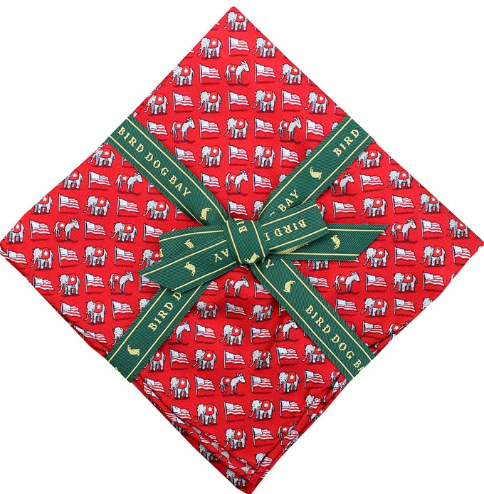 American Made Collared Greens Pocket Squares Red Made in the USA