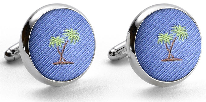 Palm Trees: Cufflinks - Blue