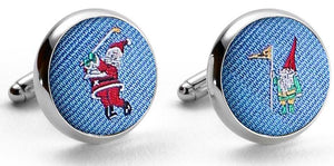 American Made Collared Greens Cufflinks - Silk Blue Made in the USA