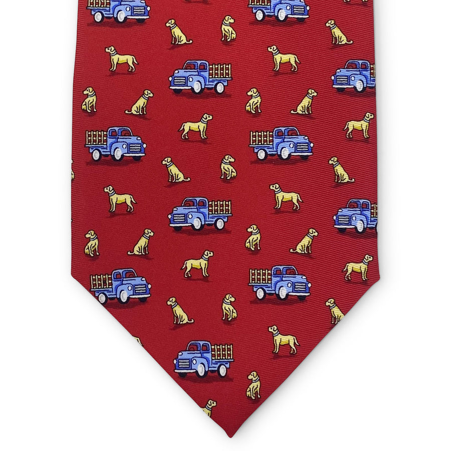 Dogs Love Trucks: Tie - Red