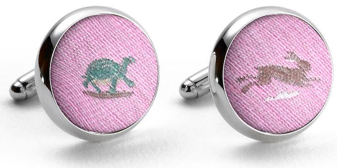 Tortoise & Hare: Cufflinks - Pink Linen