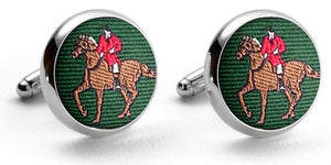 American Made Collared Greens Cufflinks - Silk Green Made in the USA