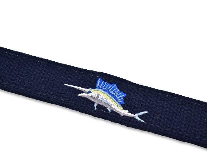 Marlin Magic: Embroidered Belt - Navy