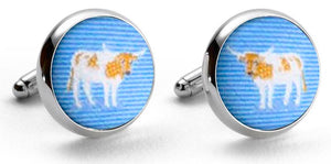 Longhorn: Woven Silk Cufflinks - Blue