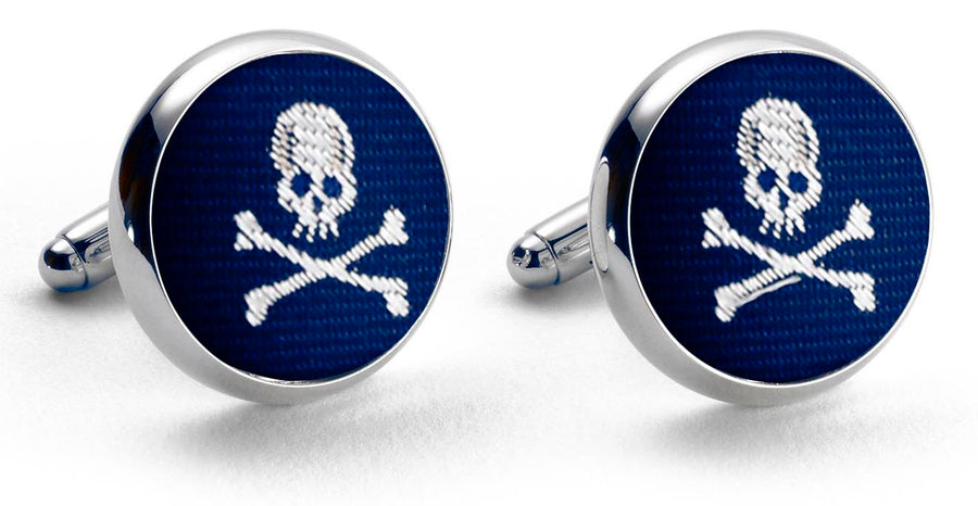 Skull & Crossbones: Woven Silk Cuffllinks - Navy