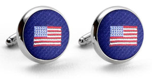 American Flag: Woven Silk Cuffllinks - Navy