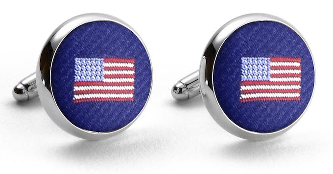 American Flag: Woven Silk Cuffllinks - Navy