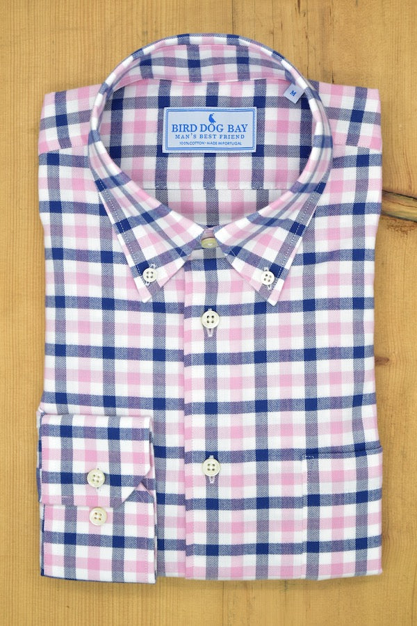 Linden: Button Down Shirt - Pink/Navy (XL)