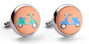 Vespas: Woven Silk Cufflinks - Orange