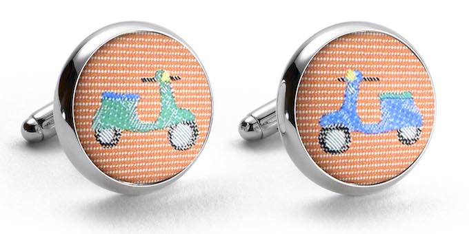 Vespas: Woven Silk Cufflinks - Orange