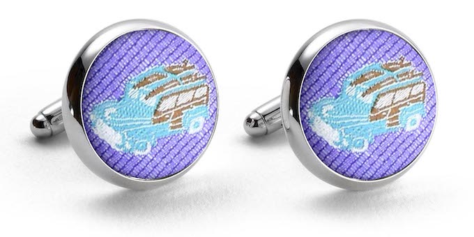 Woody: Woven Silk Cufflinks - Violet
