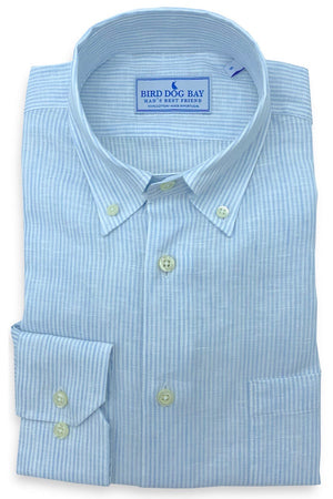 Royce: Linen/Cotton Blend Shirt - Blue