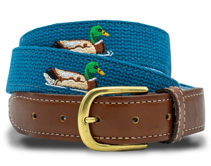 Sitting Duck: Embroidered Belt - Royal Blue