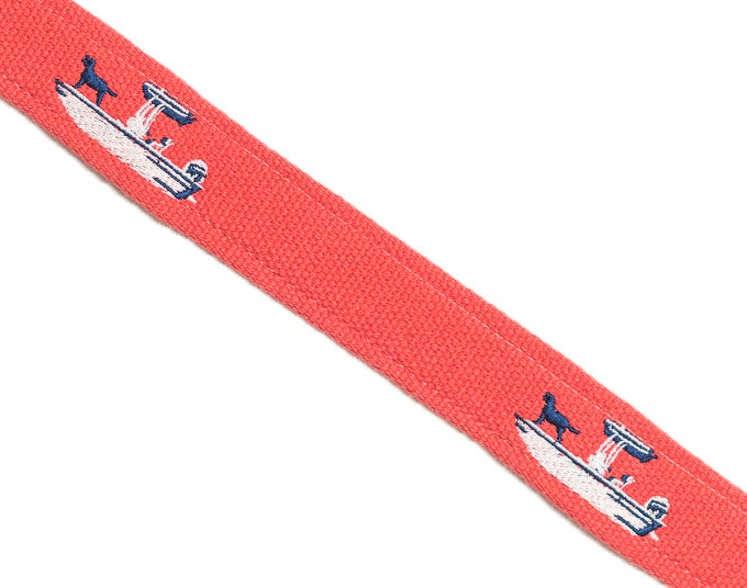 Skiff Dogs: Embroidered Belt - Coral