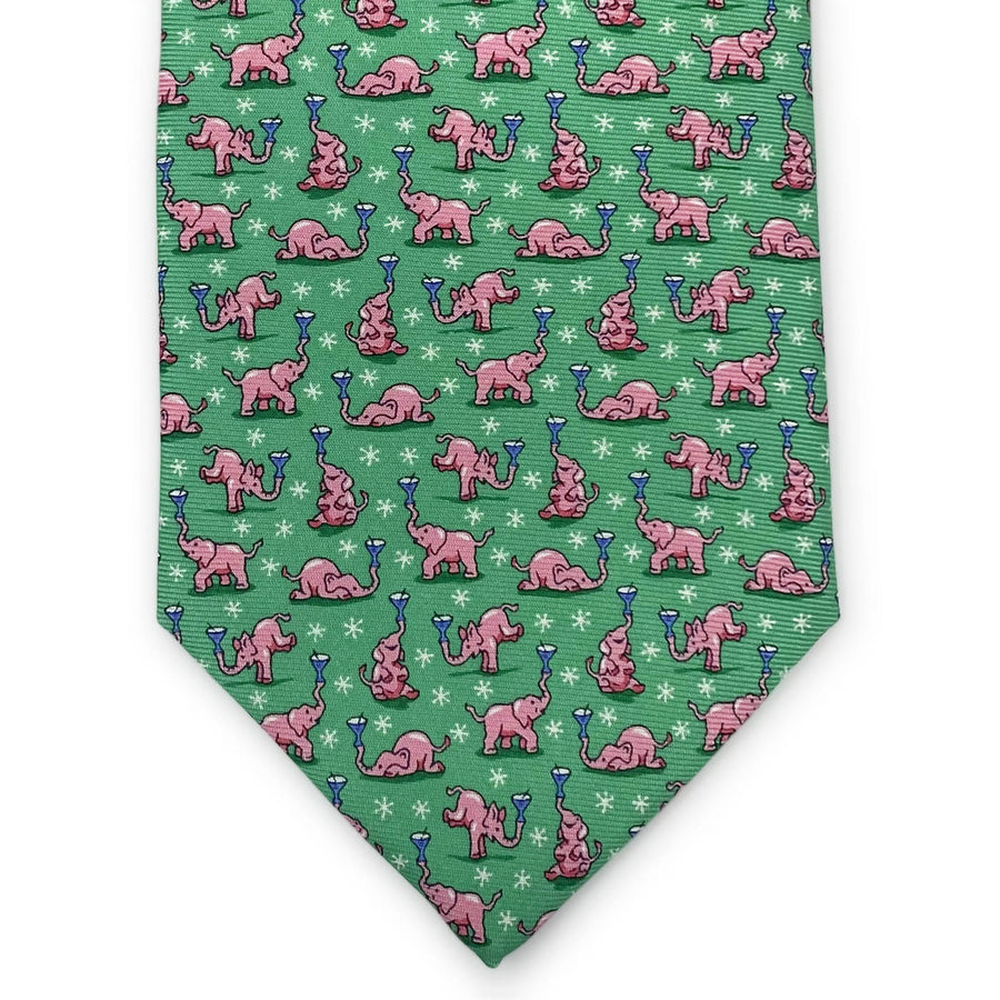 Pink Elephant Party: Tie - Green