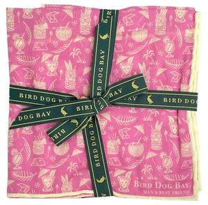 Tiki Happy Hour: Cotton Pocket Square - Fuchsia