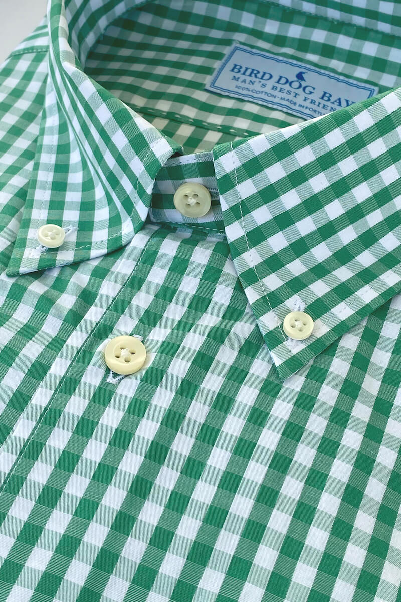 Mason: Woven Cotton Shirt - Green/White