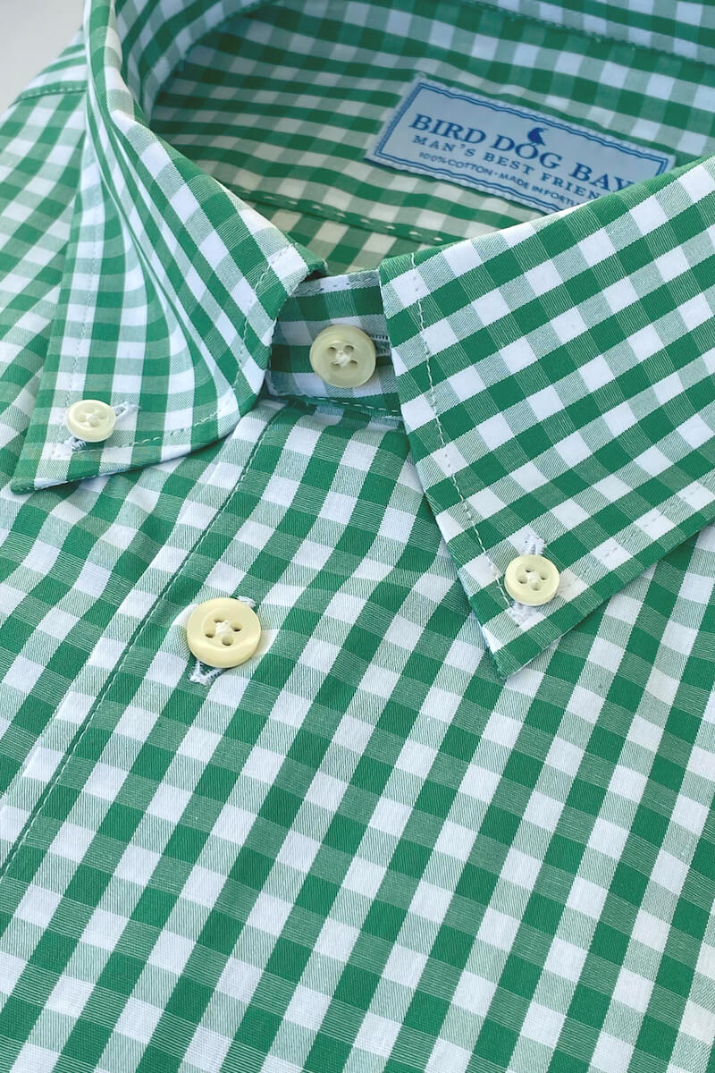 Mason: Woven Cotton Shirt - Green/White