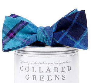 Spyglass Plaid Bow Tie Blue/Green - Collared Greens
