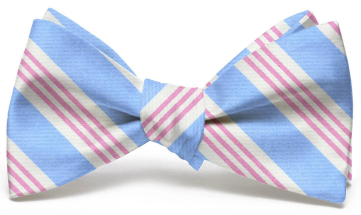 American Made Collared Greens Bow Tie Light Blue/Pink Made in the USA