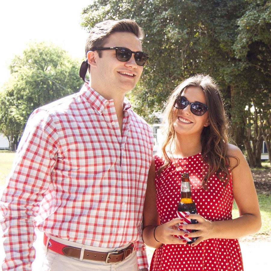 Arlington: Brookline Button Down Shirt - Red/Navy (S & M)