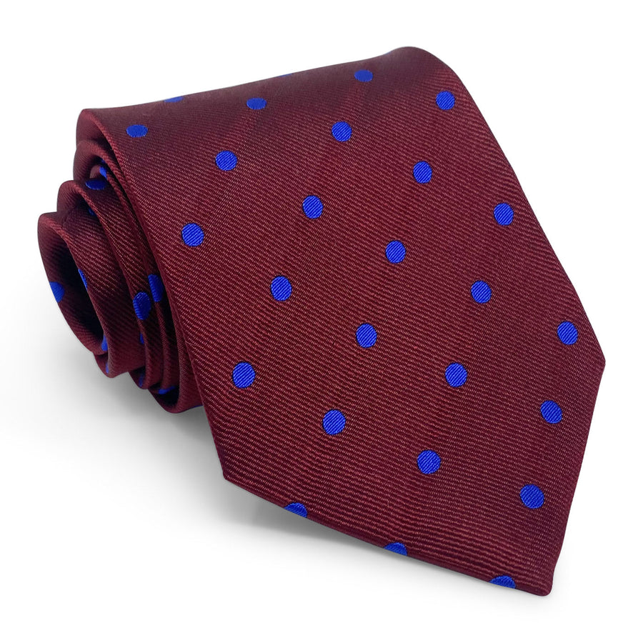 College Collection Dots: Tie - Marroon/Blue