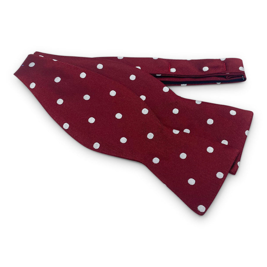 College Collection Dots: Bow - Dark Red/Silver