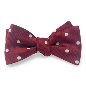 College Collection Dots: Bow - Dark Red/Silver