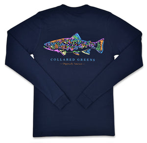 Rainbow Trout: Long Sleeve T-Shirt - Navy