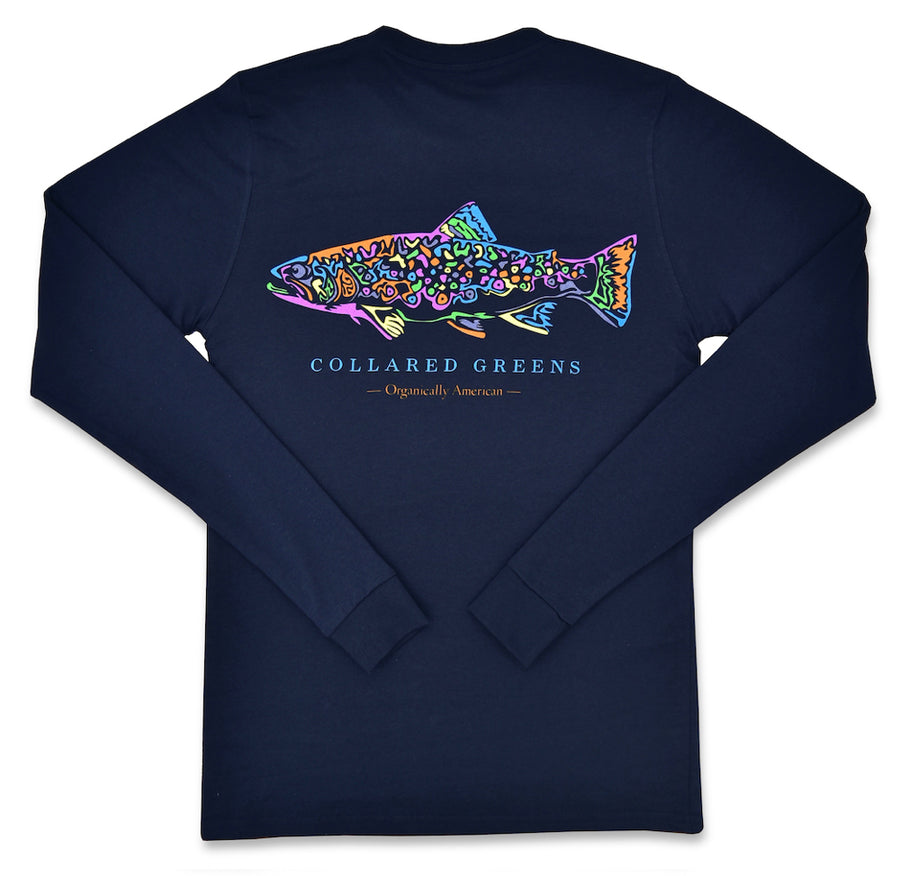 Rainbow Trout: Long Sleeve T-Shirt - Navy