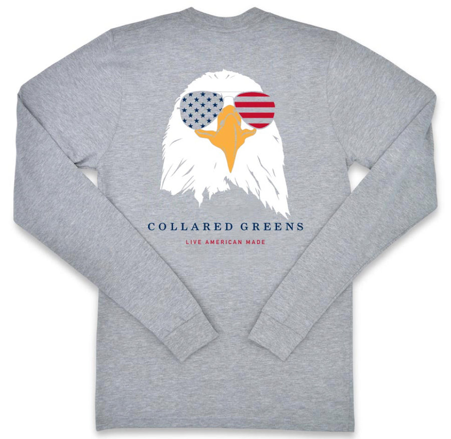 Bald Eagle: Long Sleeve T-Shirt - Gray