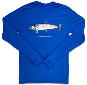 Singing Trout: Long Sleeve T-Shirt - Headwater Blue