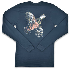 Southern Quail: Long Sleeve T-Shirt - Steel Blue