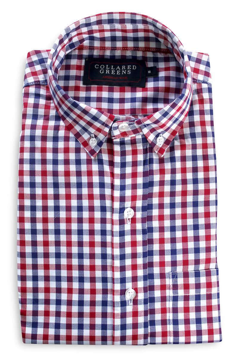 Hayden: Brookline Button Down Shirt - Red/Navy (S)