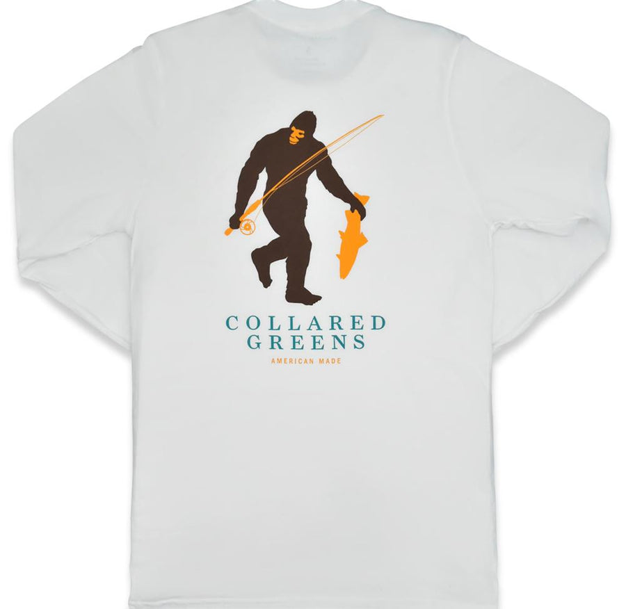 Deep Woods Angler: Long Sleeve T-Shirt - White