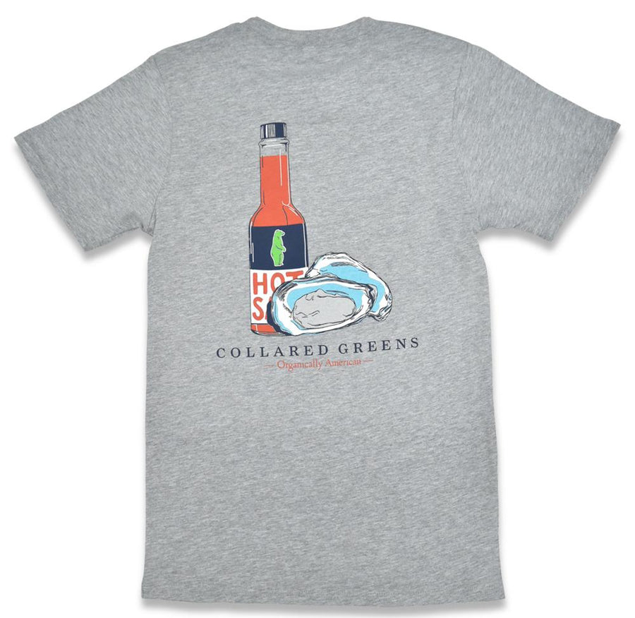 Oysters and Hot Sauce: Short Sleeve T-Shirt - Gray