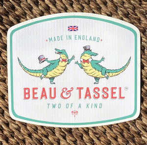 Beau & Tassel Logo: Sticker - Cream Pinstripe