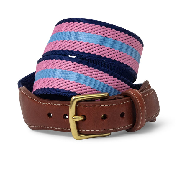 GANT Belt Pink Navy Striped Canvas Leather Tab Brass Buckle Preppy Made USA 36 Y2K GANT Canvas Leather Pink Striped Preppy Belt | eBay main image 3