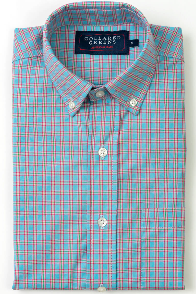 Cary: Brookline Button Down - Blue/Pink (S)