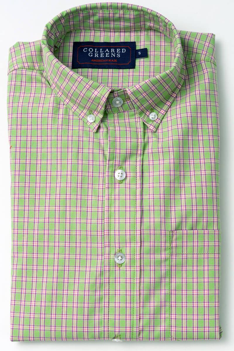 Cary: Brookline Button Down - Green/Violet (M)