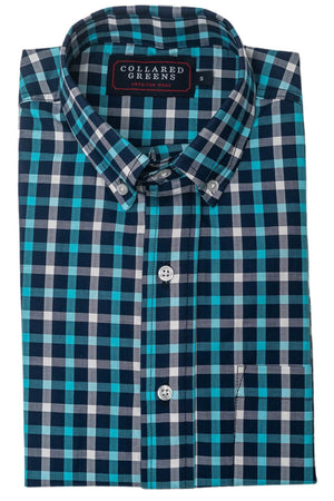 Arlington: Brookline Button Down Shirt - Turquoise/Navy (S & M)