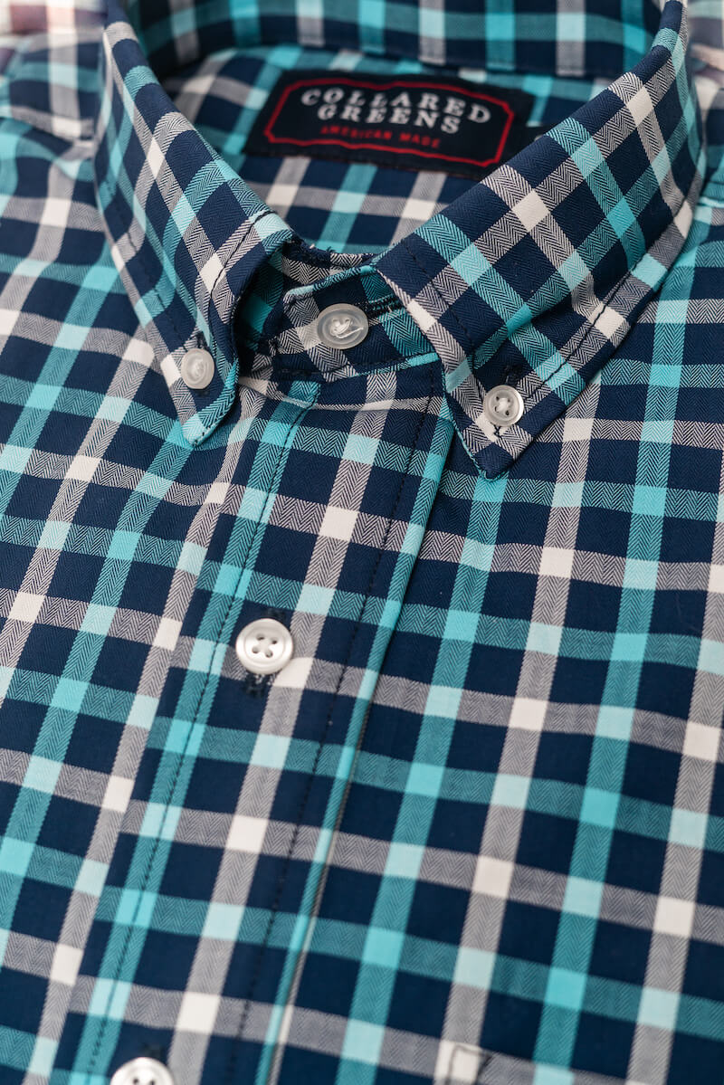 Arlington: Brookline Button Down Shirt - Turquoise/Navy (S & M)