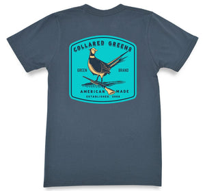 Pheasant Season: Short Sleeve T-Shirt - Steel Blue (L)
