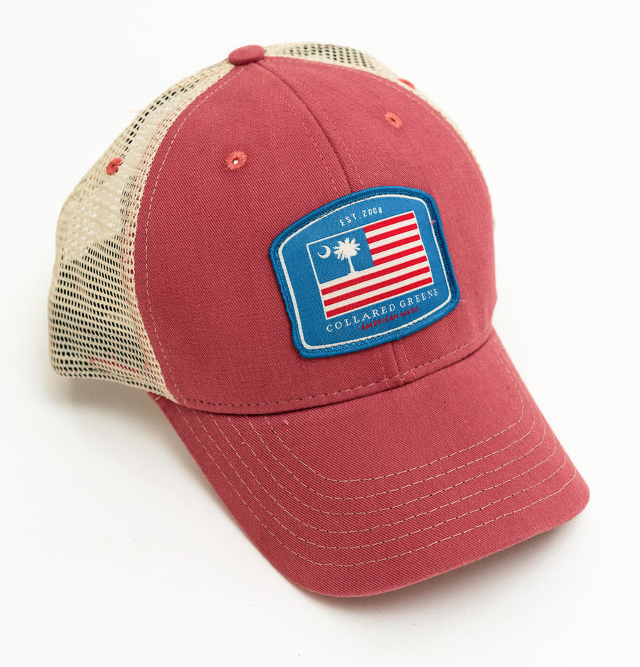 Palmetto Flag: Badged Trucker Cap - Port Side Red