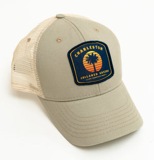 Vintage Sunset: Badged Trucker Cap - Cattail