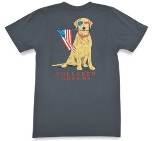 Patriotic Pup: Short Sleeve T-Shirt - Charcoal