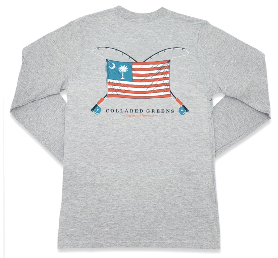 Charleston Rod & Reel: Long Sleeve T-Shirt - Gray